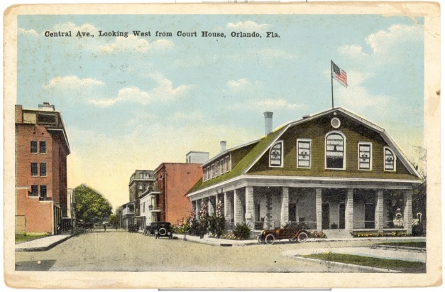 Postcard from February, 1919. The large building with the American flag is the Orlando Lodge of the Elks, founded in 1907.